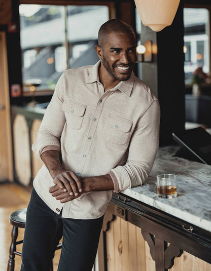 Textured Knit Shirt in Tan