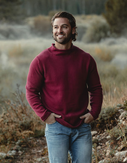 Roll Neck Sweater in Wine