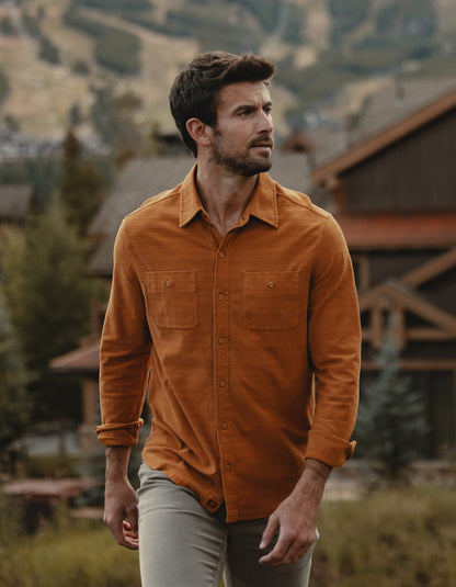 Sequoia Jacquard Long Sleeve Button Down in Amber