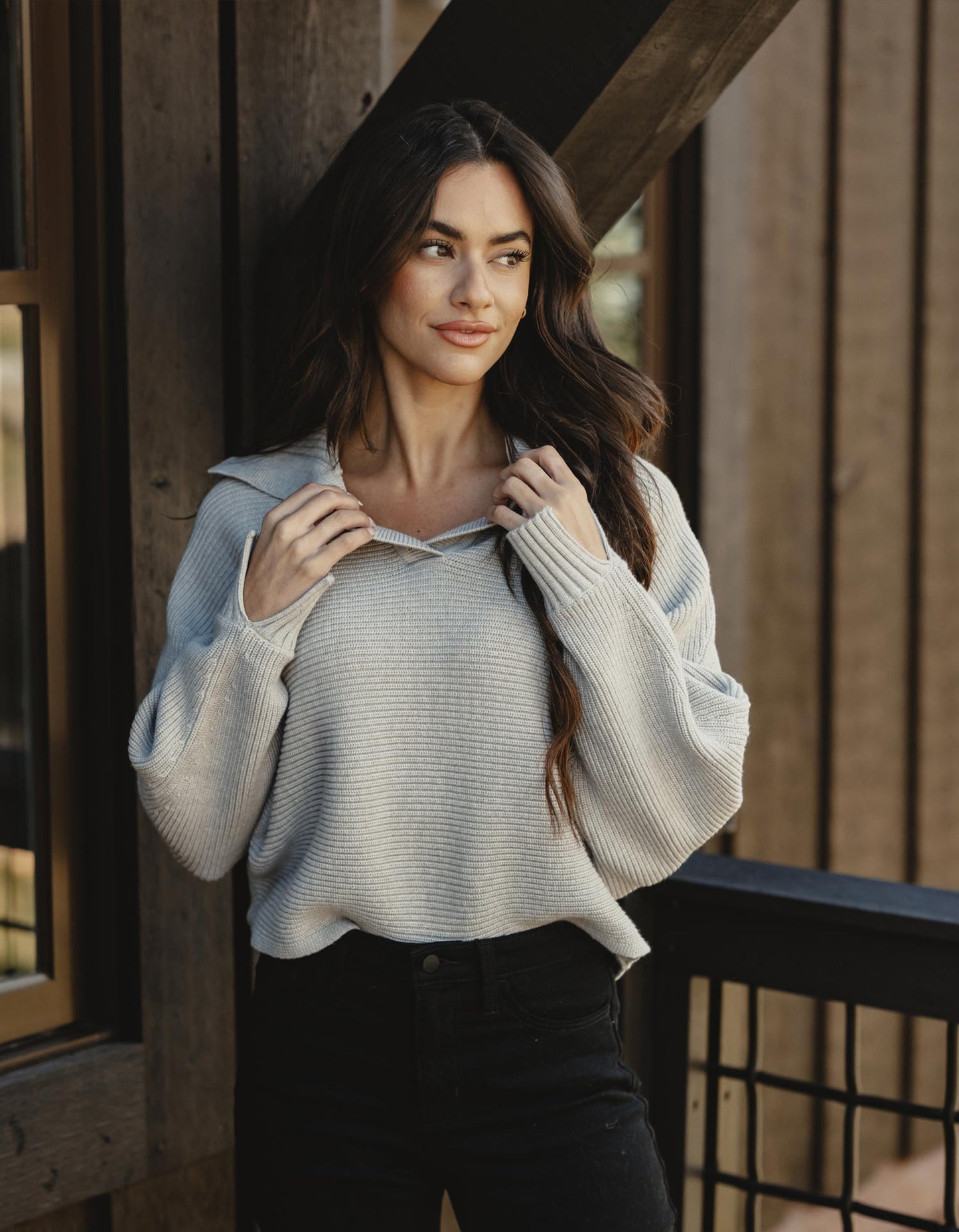 Wendy Polo Sweater in Oatmeal