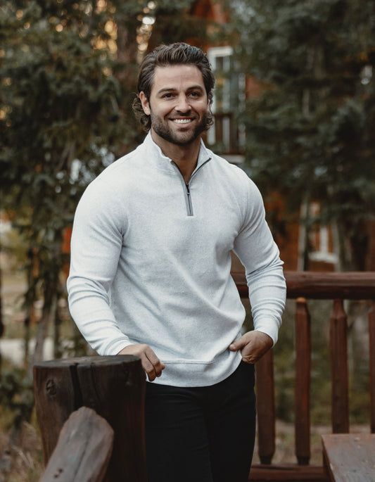 Puremeso Weekend Quarter Zip in Stone