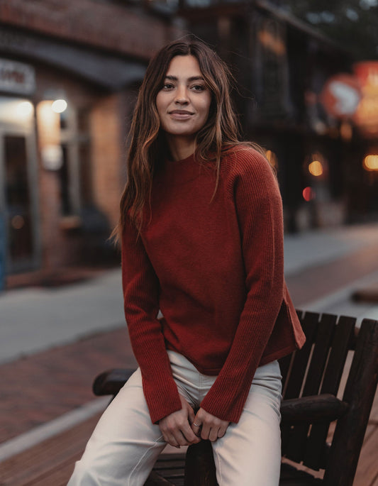 Collins Knit Mockneck in Brick