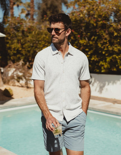 Towel Terry Button Down in Stone