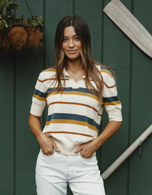 Robles Polo Top in Retro Camp Stripe