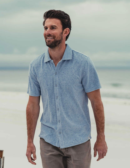 Towel Terry Button Down in Sky Blue