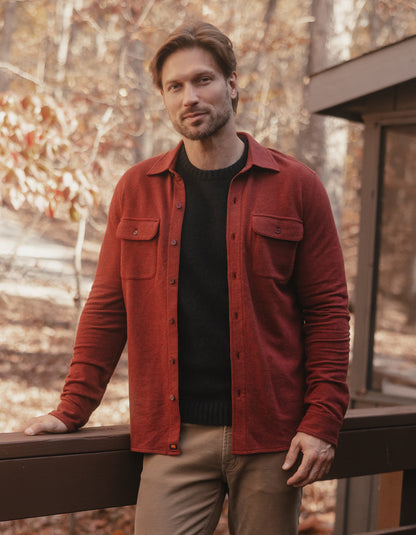 Textured Knit Shirt in Scarlet