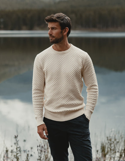 Pique Stitch Crew in Ivory