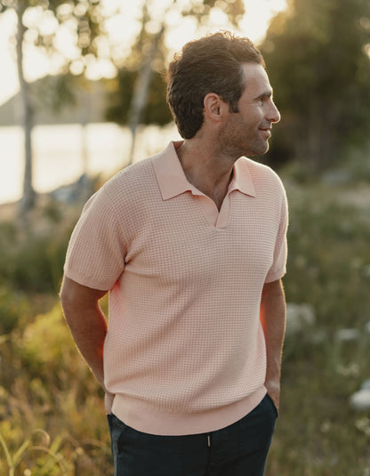 Waffle Stitch Polo in Georgia Peach