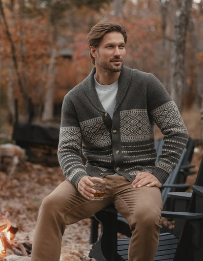 Fair Isle Cardigan in Olive