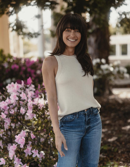 Wanderlust Hi-Neck Tank in Cream