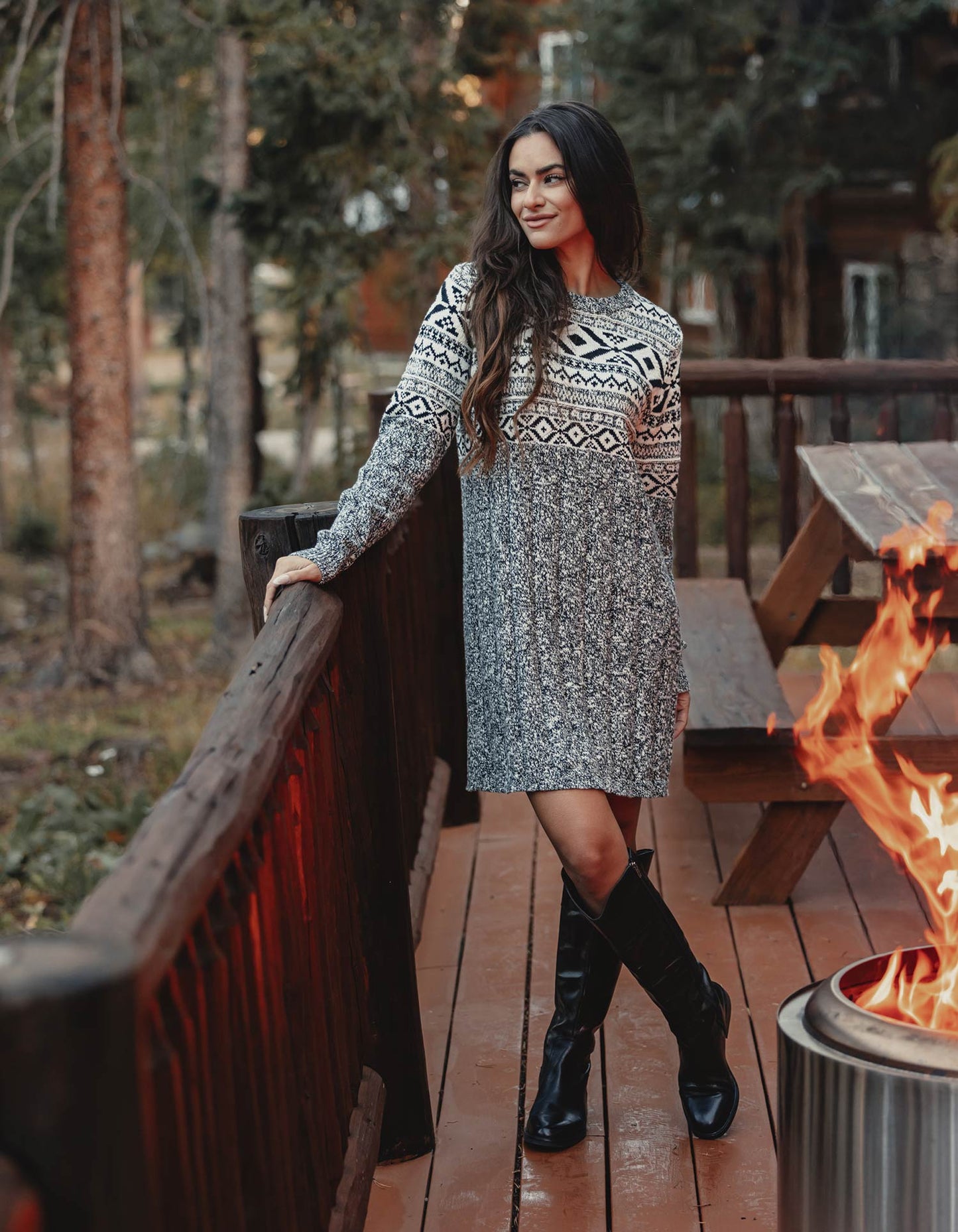 Koda Sweater Dress in Black/White