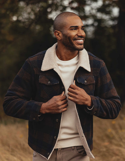 Sherpa Collar Jacket in Brown Buffalo