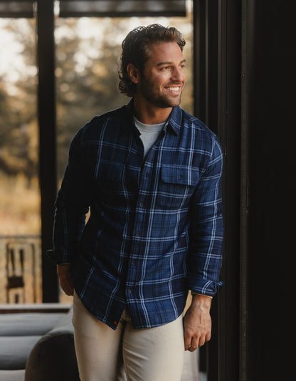 Mountain Overshirt in Indigo Plaid