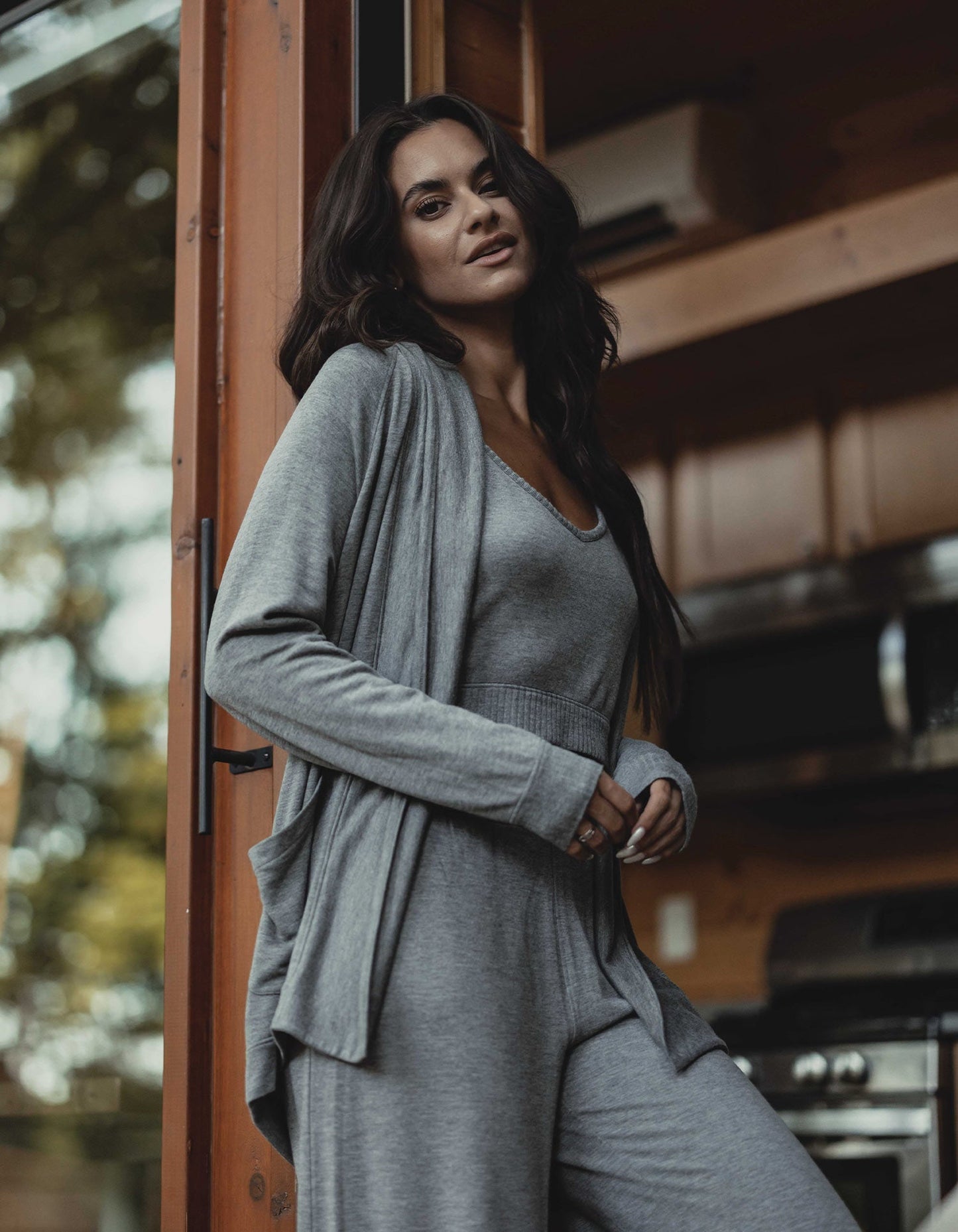 Malakos Knit Cardigan in Heathered Grey