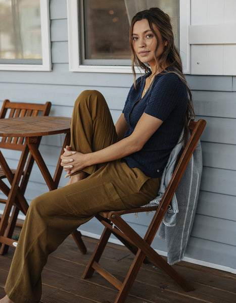 Leukos Linen-Blend Drawcord Pant in Tobacco – The Normal Brand