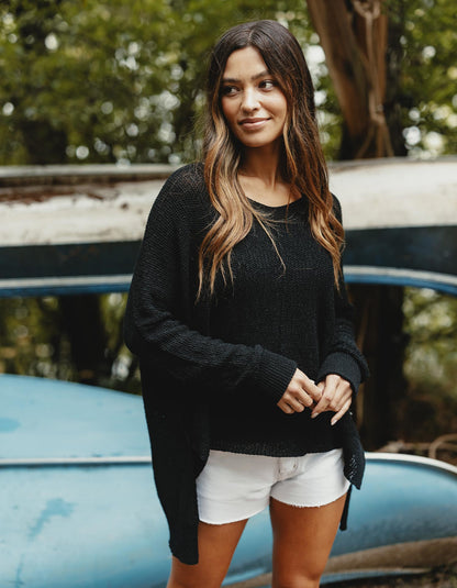 Roadtrip V-Neck Sweater in Black