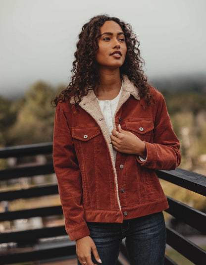 Sherpa Collar Cord Trucker in Auburn