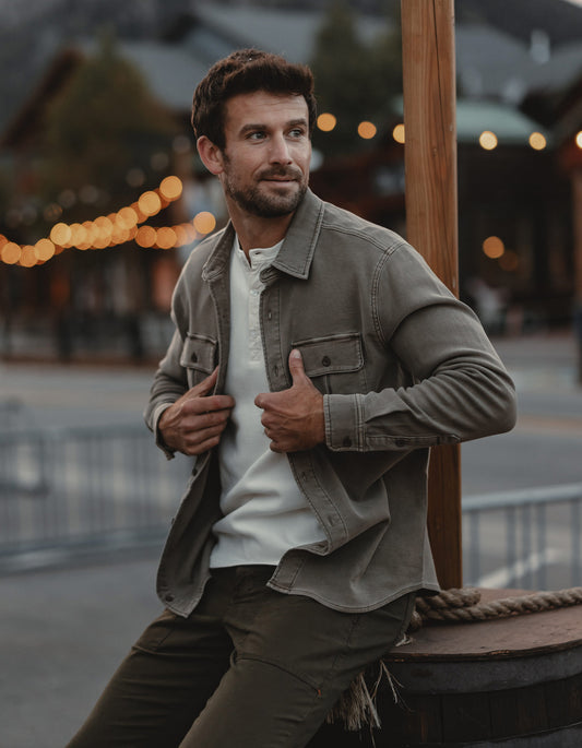 Comfort Terry Shirt Jacket in Taupe