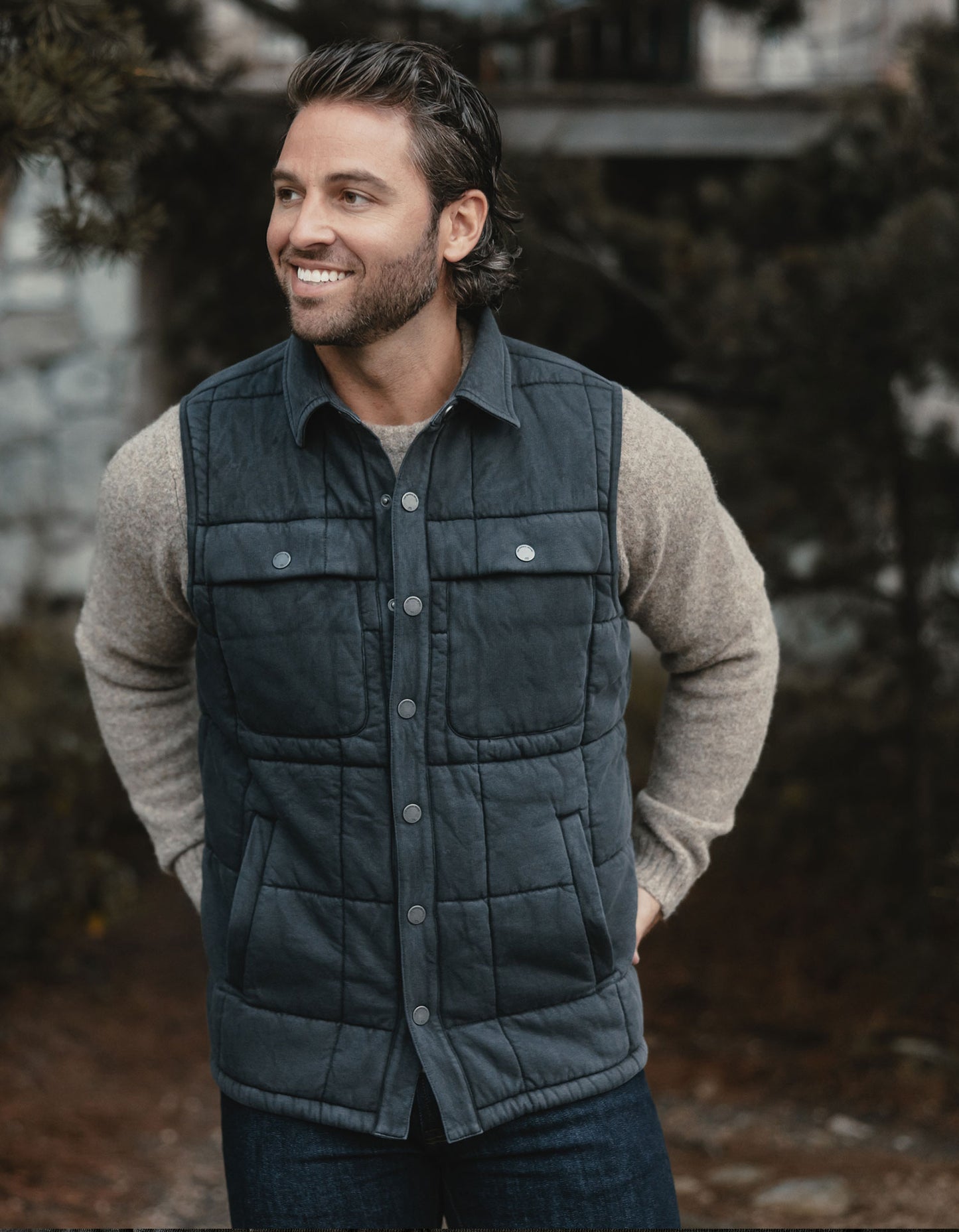 Jackie Premium Fleece Lodge Vest in Phantom