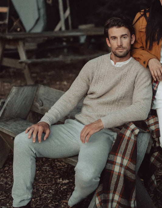 Kennedy Spec Crew Sweater in Stone