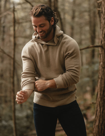 Herringbone Knit Hoodie in Toasted Chestnut