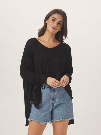 Roadtrip V-Neck Sweater in Black