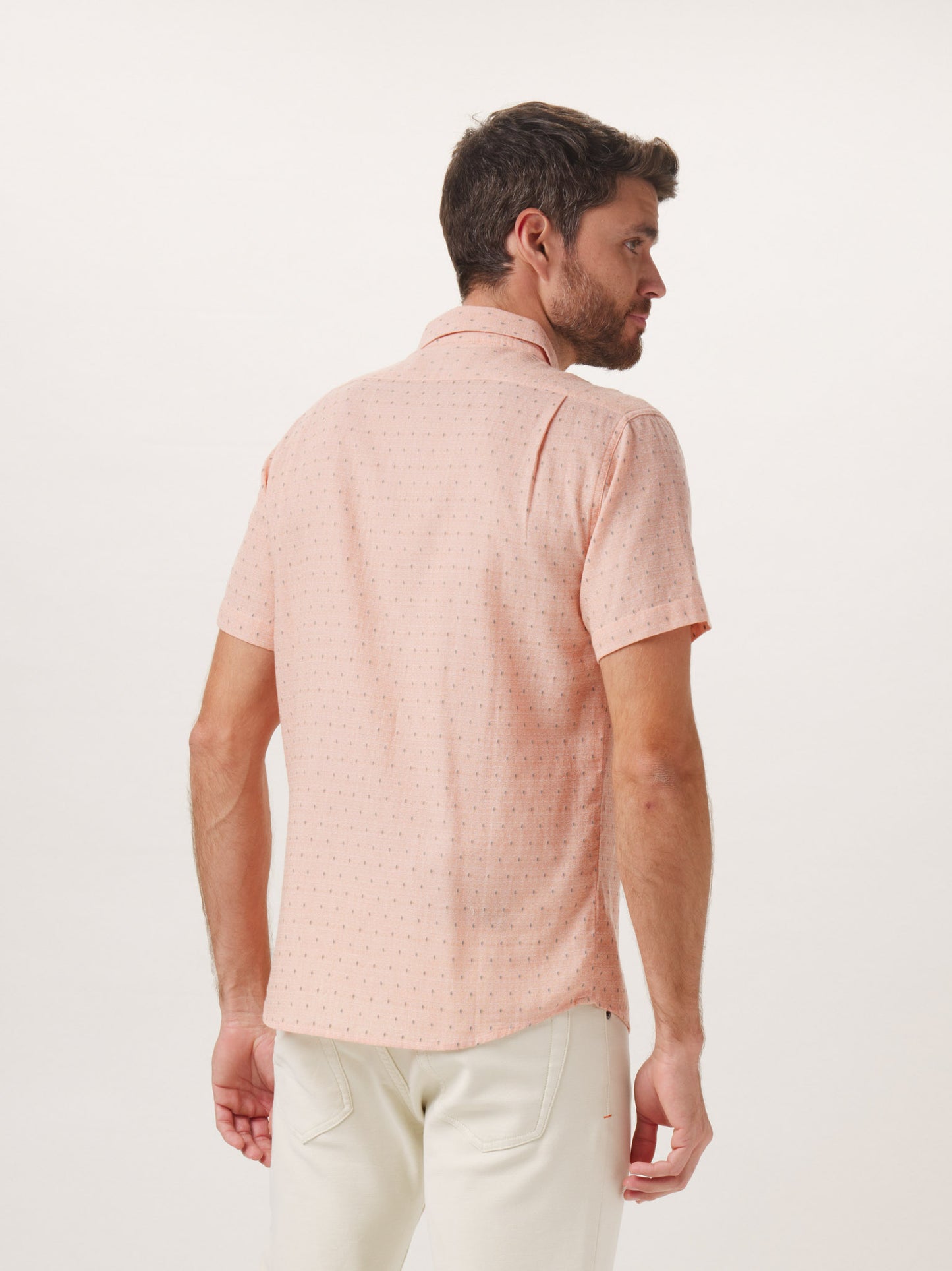 Freshwater Short Sleeve Button Up Shirt in Double Nep Copper Dobby