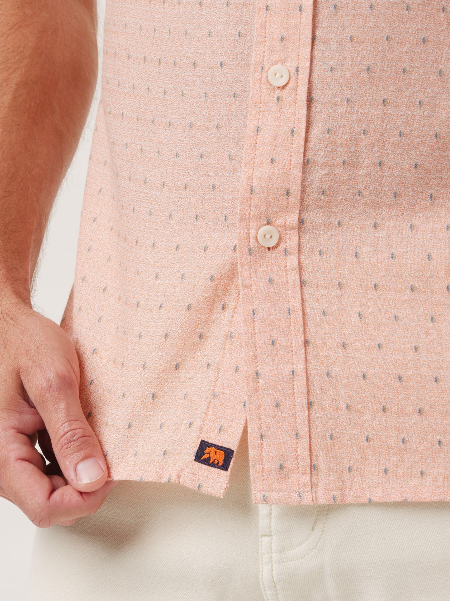 Freshwater Short Sleeve Button Up Shirt in Double Nep Copper Dobby