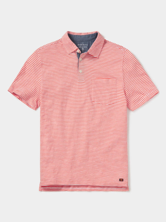 Vintage Slub Pocket Polo in Sunrise Stripe Laydown