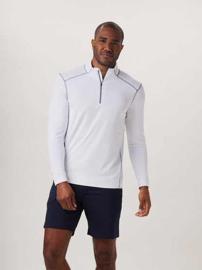 Seamed Performance Quarter Zip in White