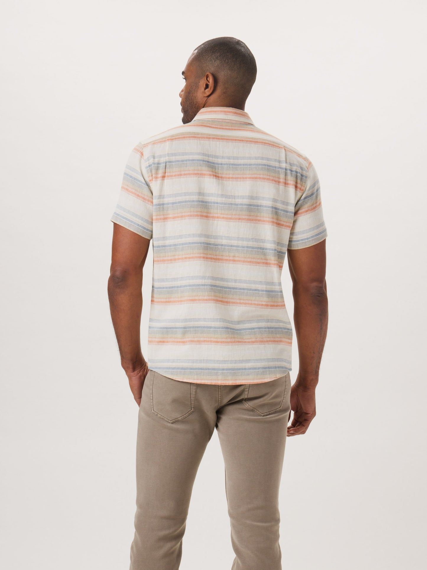 Freshwater Short Sleeve Button Up Shirt in Canyon Stripe