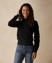 Olivia Pointelle Sweater: Black