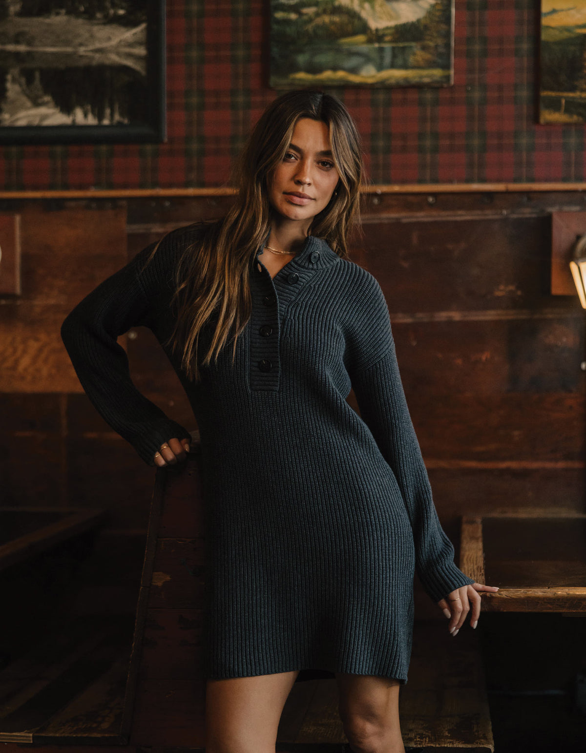Lynn Sweater Dress  in Charcoal
