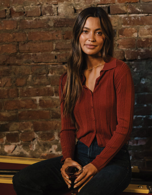 Ravello Knit Button Up in Cocoa