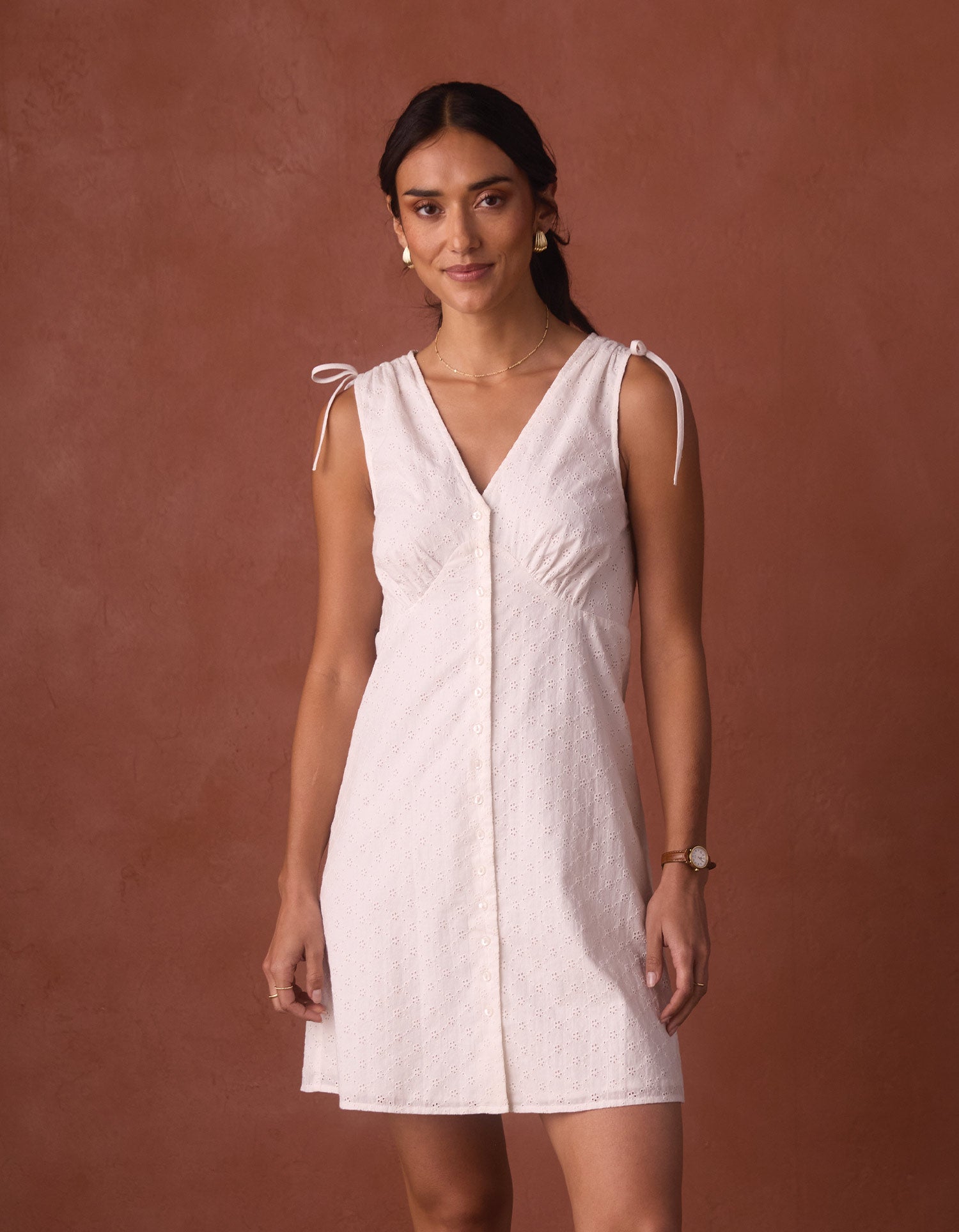 cotton eyelet dress women MAUDE CLUB Ciel Dress | White | Size M