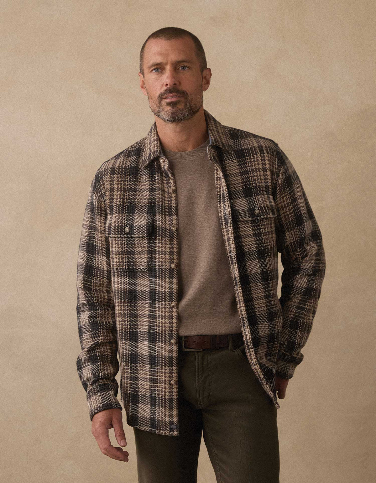 Mountain Textured Overshirt in Asphalt Plaid
