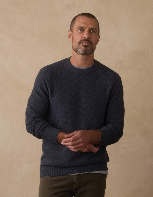 COOLMAX® Textured Crewneck Sweater in Waterloo
