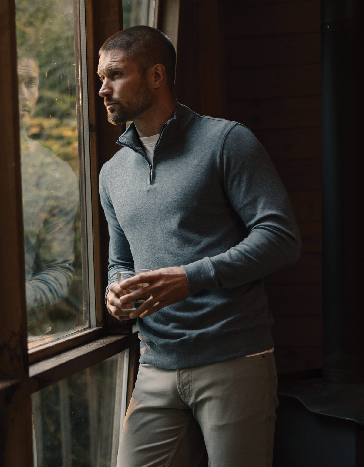 Puremeso Weekend Quarter Zip in Bluestone