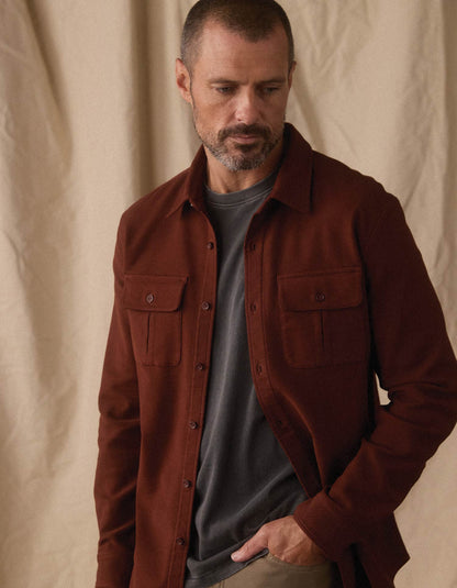 Comfort Terry Shirt Jacket in Spiced Brandy