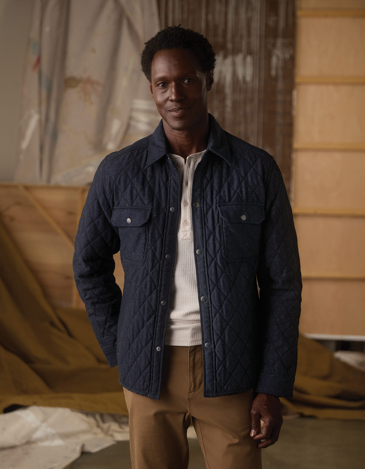 Insulated Workwear Jacket in Navy Nep