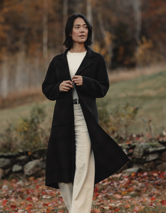 Duster Coat in Midnight Brown Plaid