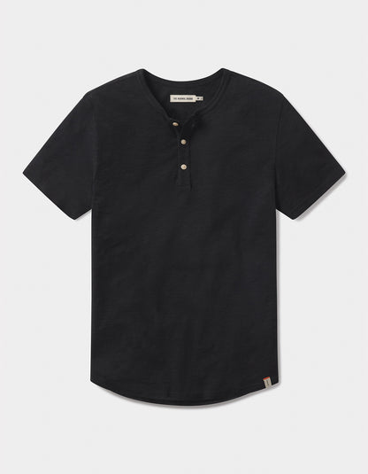 Vintage Slub Henley in Black