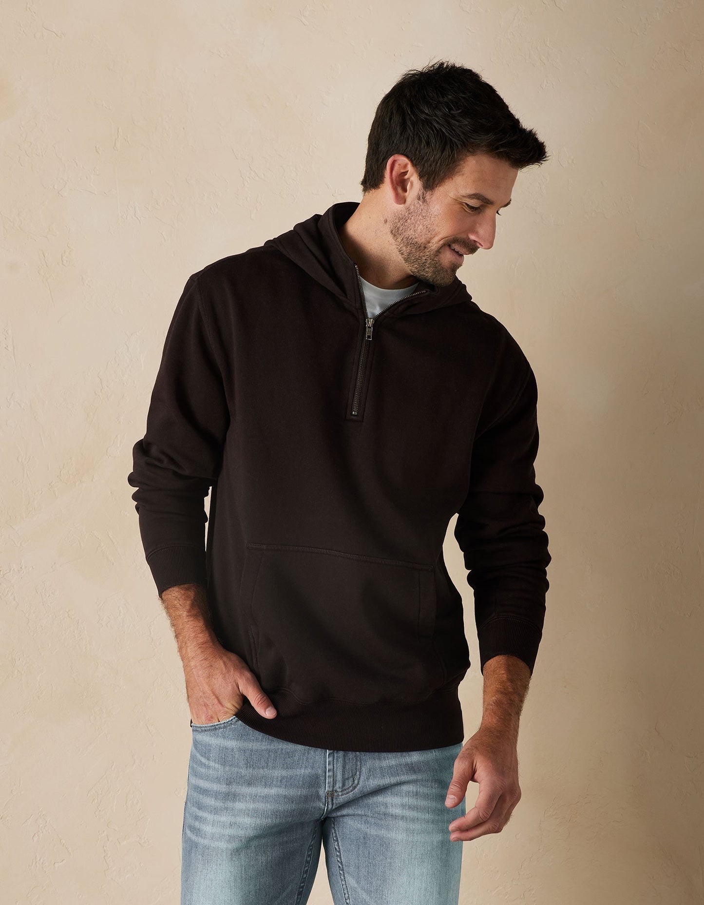 Jackie Premium Fleece Quarter Zip Hoodie in Chestnut