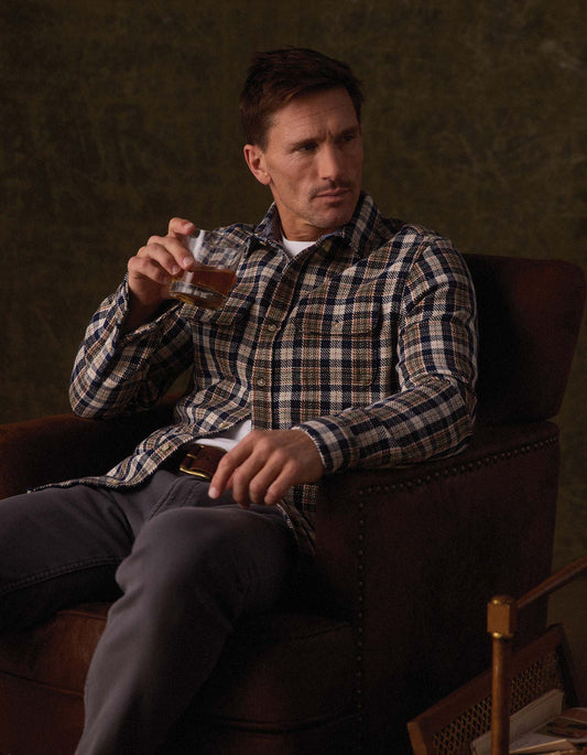 Mountain Textured Overshirt in Moss Multi