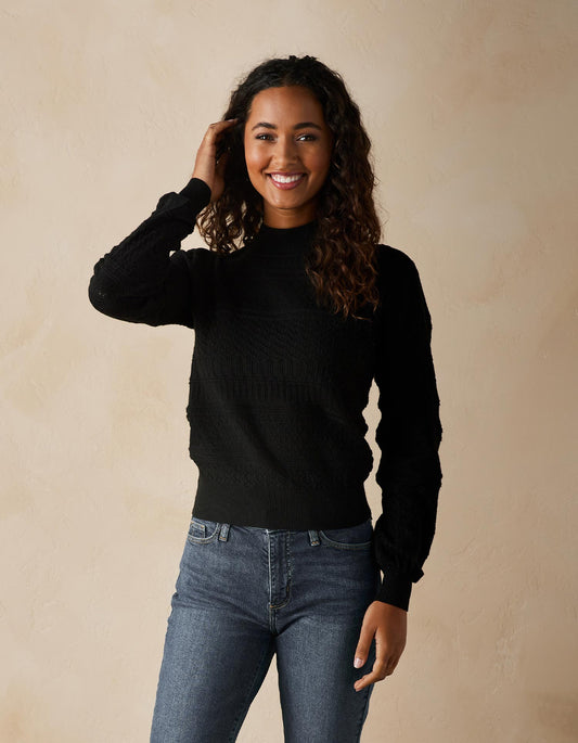 Olivia Pointelle Sweater in Black