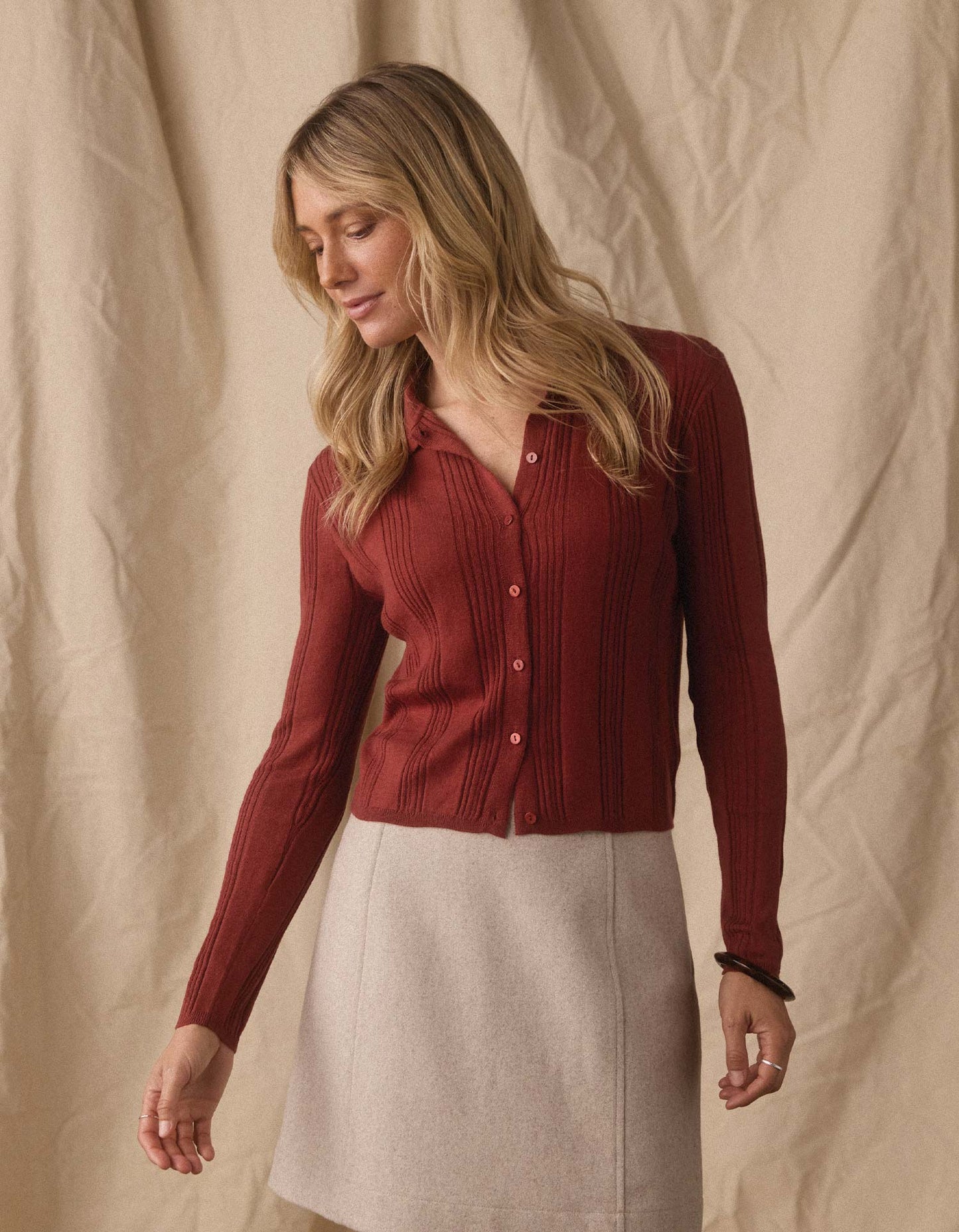 Ravello Knit Button Up in Cocoa