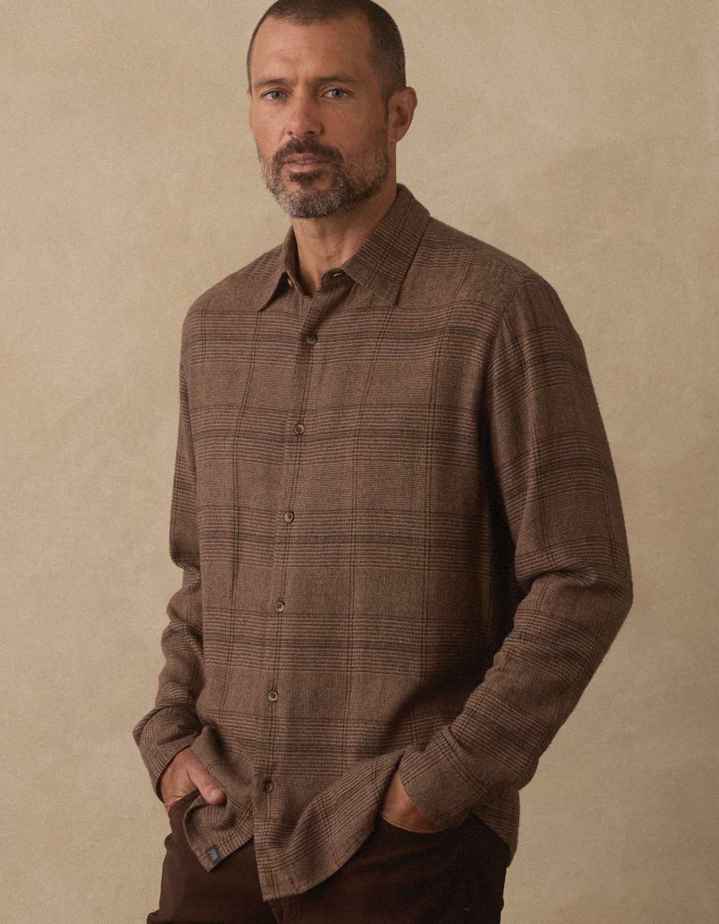 Owen Lightweight Button Up in Espresso Plaid