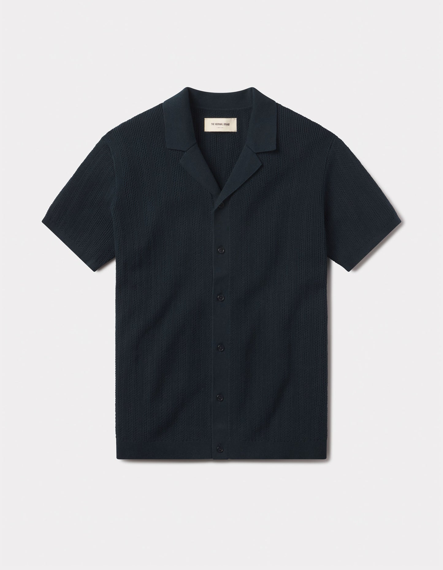 Robles Textured Knit Camp Button Up in Dark Oasis