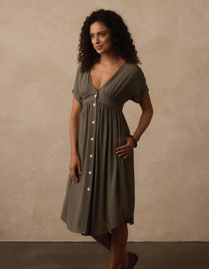Deep V Button Thru Dress – The Normal Brand