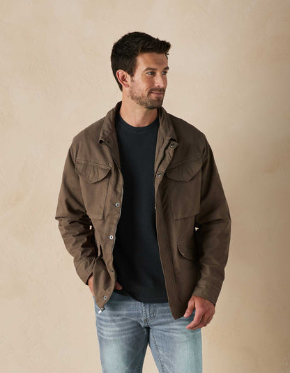 James Canvas Military Jacket in Taupe